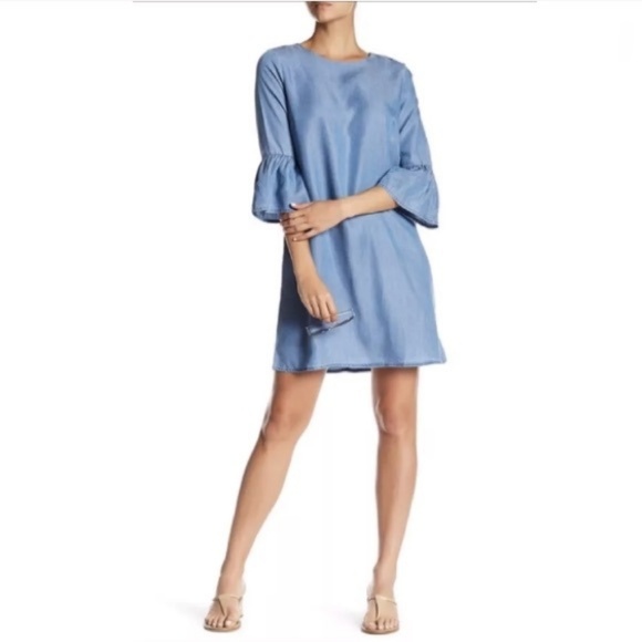 beach lunch lounge chambray dress